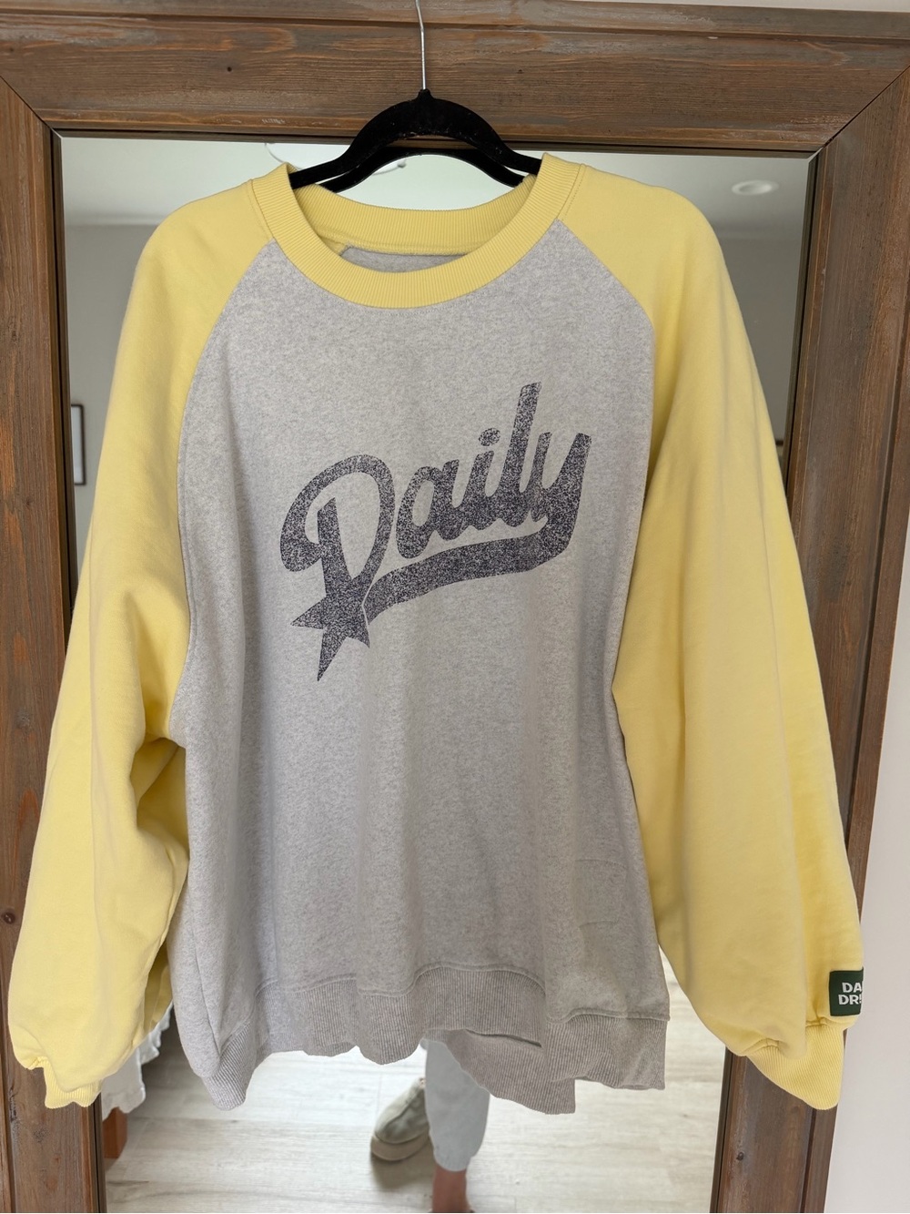 Fleece Raglan Americana Crew- Lemonade + Heather Grey